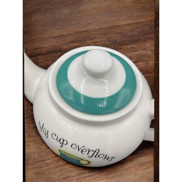"My Cup Overflows with Blessings" Ceramic Teapot 6" - Picture 6 of 11